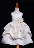 Ivory Matte Satin Pick-Up Flower Girl Dress With Bow
